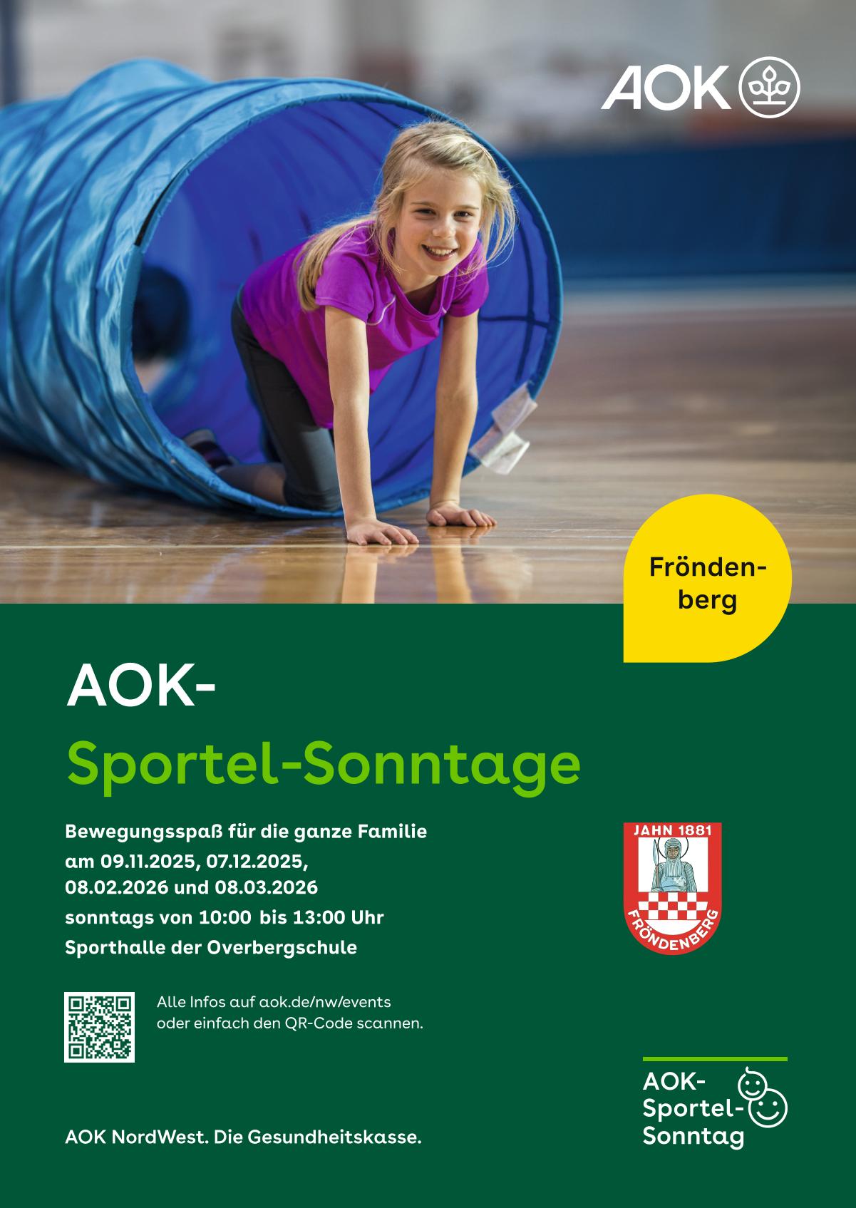 AOK Sportel Sonntage 2025 2026 Froendenberg Plakat 1